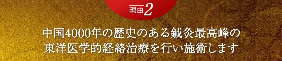 理由2　当院では、鍼灸最高峰の東洋医学的経絡治療を行い施術します。