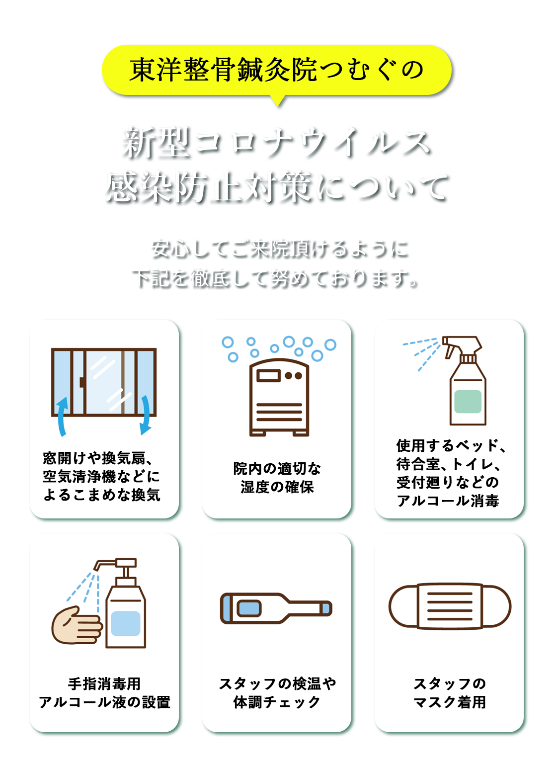 新型コロナウイルス感染防止対策について